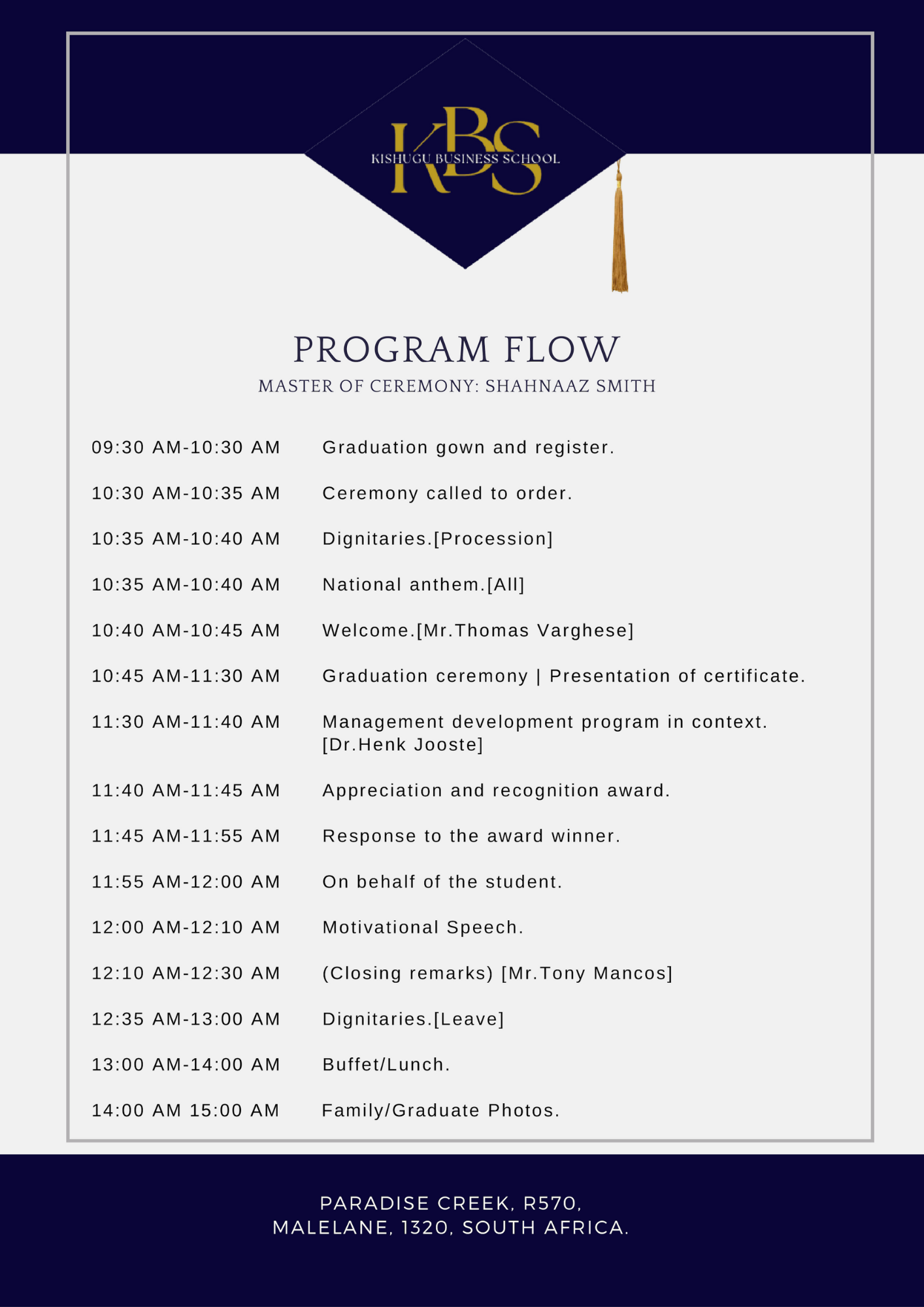 KBS Graduation Program. Phepha Securi